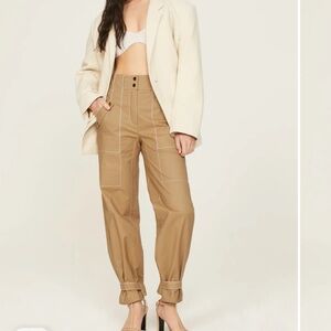 Veronica Beard Tan High-Waisted Pants